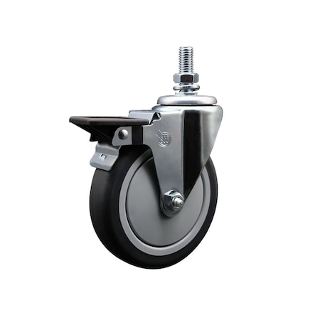 Service Caster 5 Inch Thermoplastic Rubber 10 MM Threaded Stem Caster with Brake SCC-TS20S514-TPRB-PLB-M1015